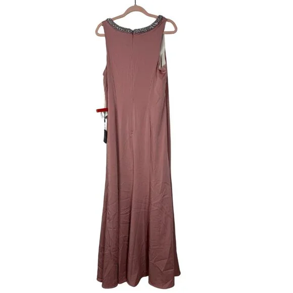 FLAW - NWT Mac Duggal Embellished Neck Trumpet Gown Rose Petal 12 #A0191 - Picture 9 of 13